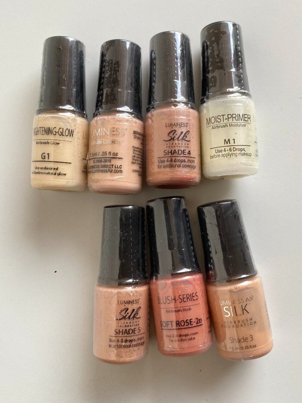 Lot of 7 Sealed Luminess Air Silk Airbrush .25oz Foundation Make-up Shades
